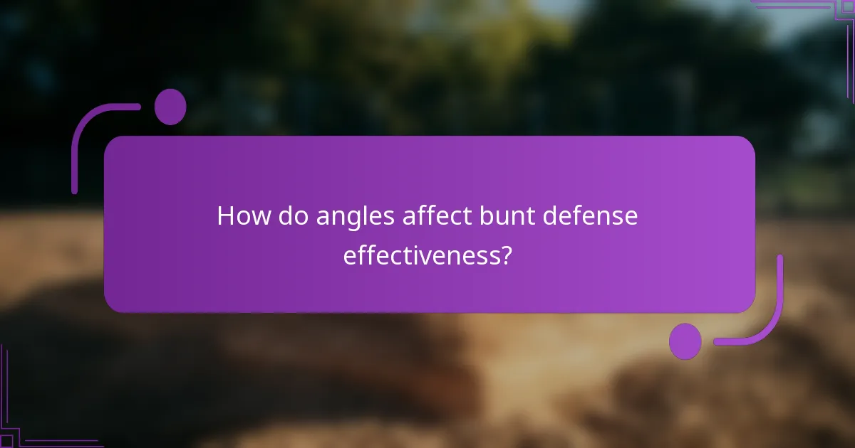 How do angles affect bunt defense effectiveness?